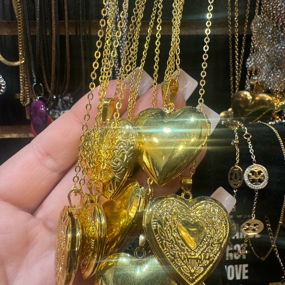 Gold Heart Locket Necklace